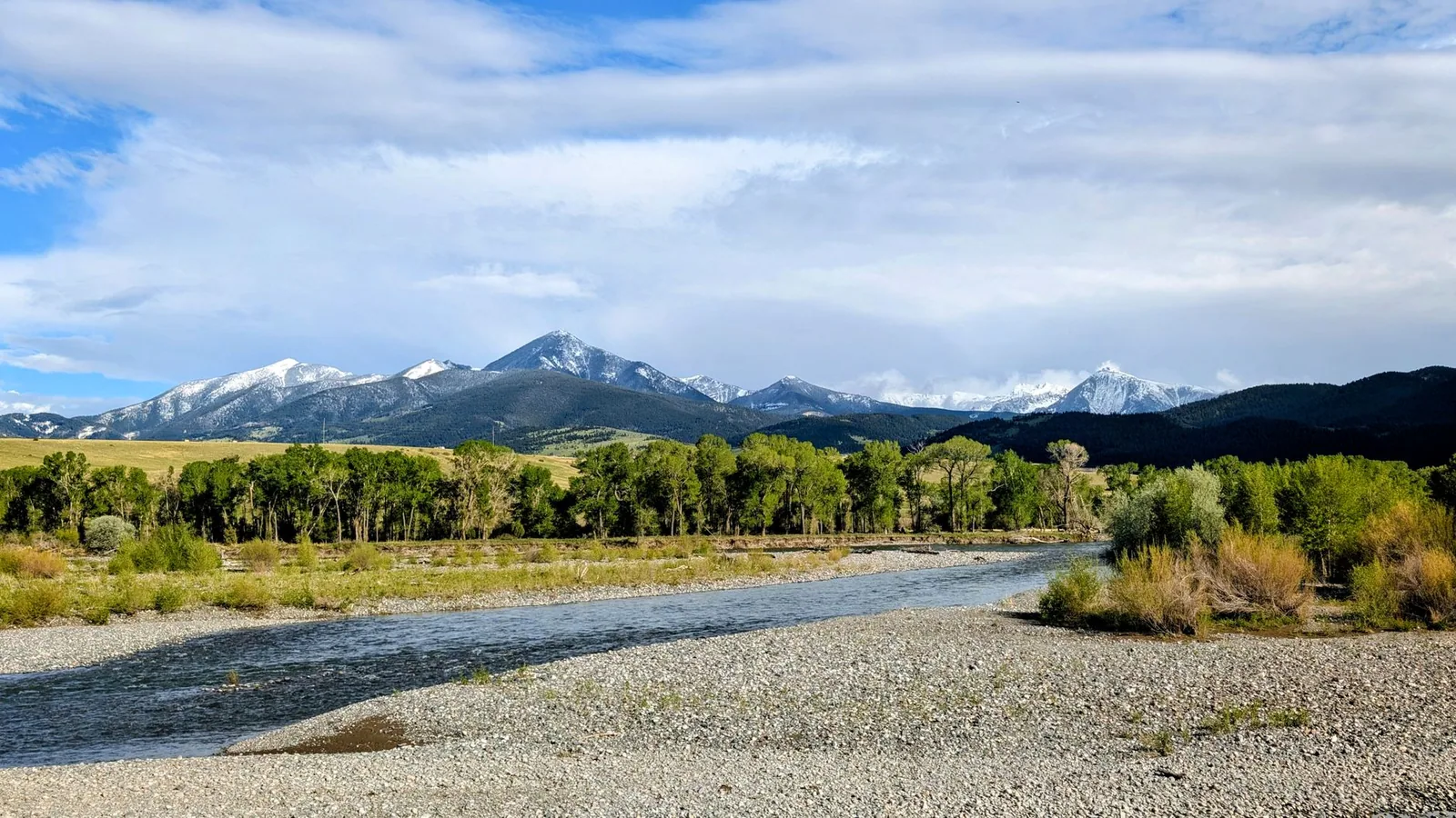 The Yellowstone River below the Absaroka Mountains near Livingston, Montana